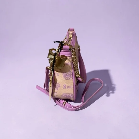 Juicy Couture Shoulder Bag Womens Lavender Purple New Monogram Y2K Crossbody - Picture 4 of 11